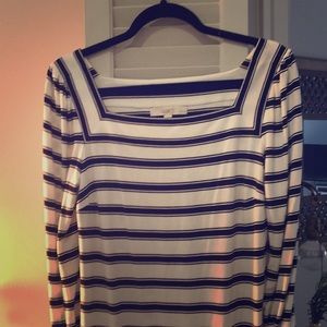 Ann Taylor Loft blank and white striped dress
